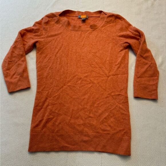 Just Cashmere by forte 100% cashmere orange pullover sweater size medium Fall - Picture 1 of 8